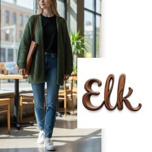 ELK green alpaca wool blend grandpa sweater Size S/M